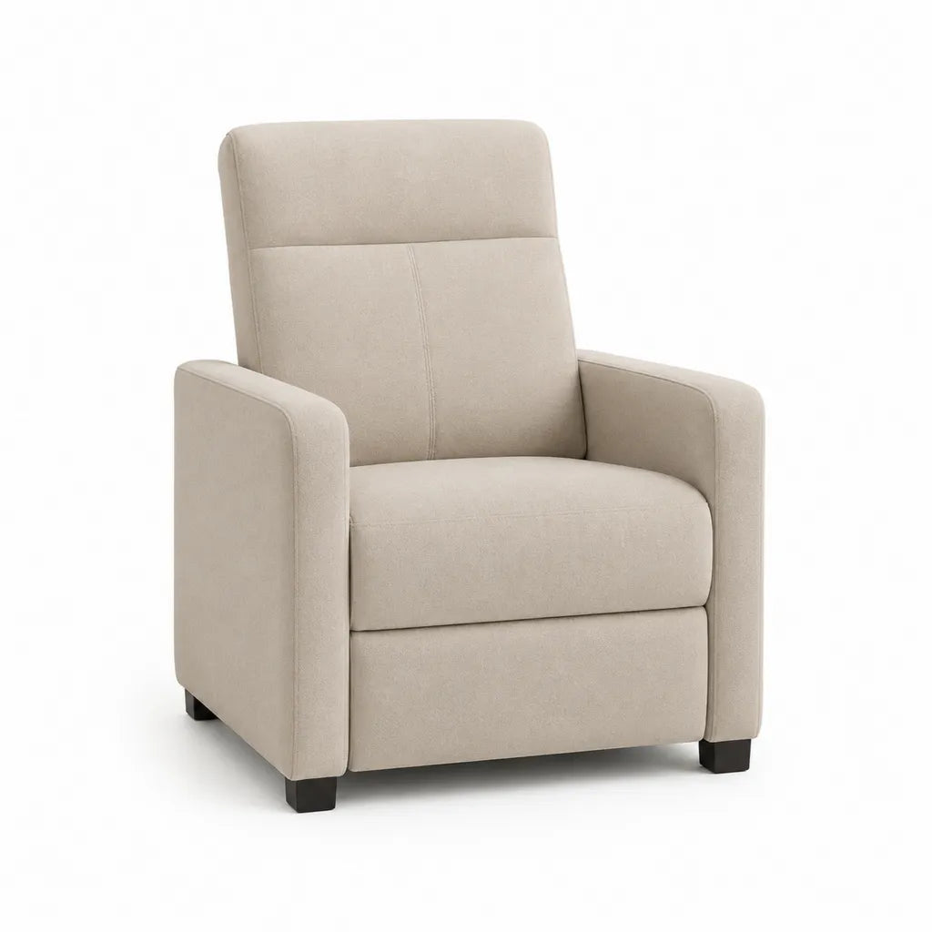 Fauteuil de salon fixe a dossier haut en polyester beige 78 x 85 x 102 cm