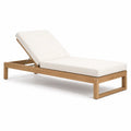 Bain de soleil inclinable en teck massif avec coussin blanc 200 x 65 x 30 cm