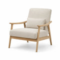 Fauteuil de salon a accoudoirs en chene massif tissu polyester beige 68 x 78 x 90 cm