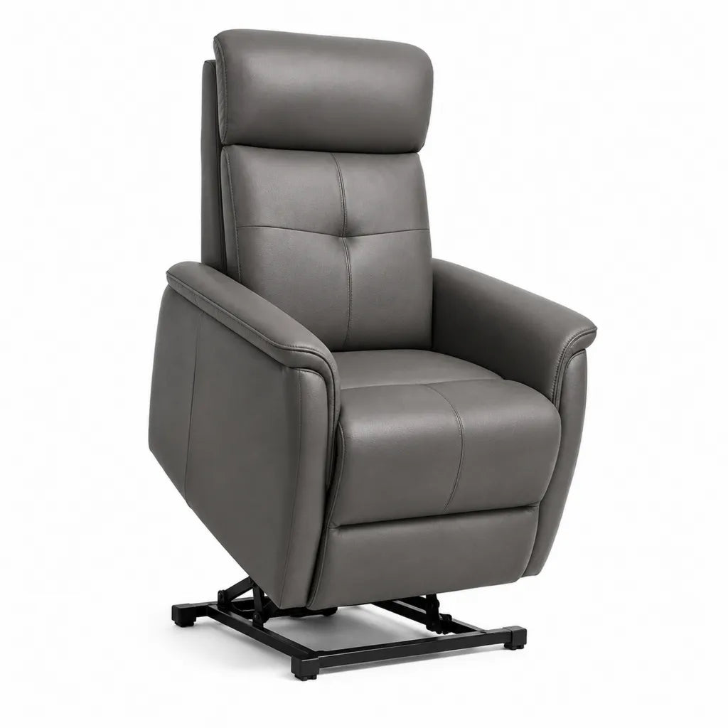 Fauteuil releveur inclinable en cuir synthetique PU gris 84 x 92 x 106 cm
