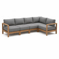 Canape de jardin d'angle 5 places en acacia massif gris 250 x 190 x 75 cm