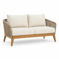 Canape de jardin 2 places en acacia massif et corde polypropylene beige 140 x 75 x 78 cm
