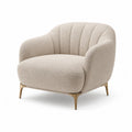 Fauteuil de salon arrondi en polyester bouclette beige avec pieds en acier 92 x 85 x 78 cm