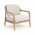 Fauteuil de salon a accoudoirs en chene massif et polyester beige 72 x 78 x 78 cm