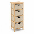 Commode haute a 4 tiroirs en bambou et jacinthe d'eau naturelle 40 x 30 x 100 cm beige