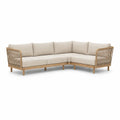 Canape de jardin d'angle 5 places en acacia massif et corde PP beige naturel 270 x 210 x 75 cm